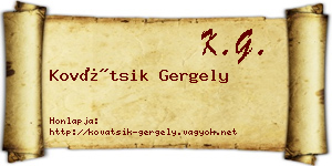Kovátsik Gergely névjegykártya